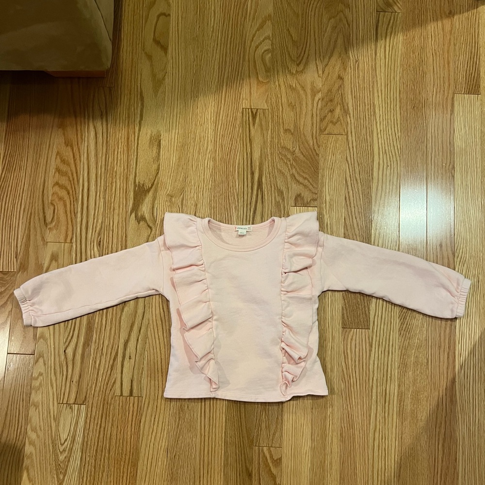 Girls light pink ruffle sweatshirt